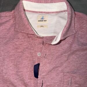 Johnnie O Hangin Out Short Sleeve Button Up Shirt Mens L Pink Heathered Casual